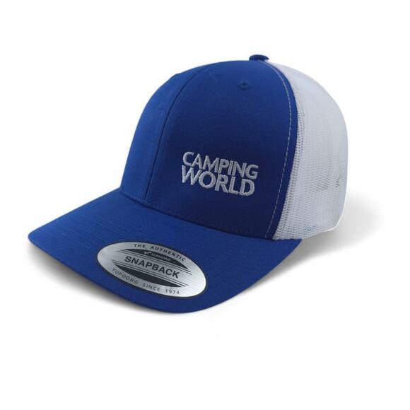 Camping World Trucker Hat Cap Blue White Mesh Snapback - Picture 1 of 8